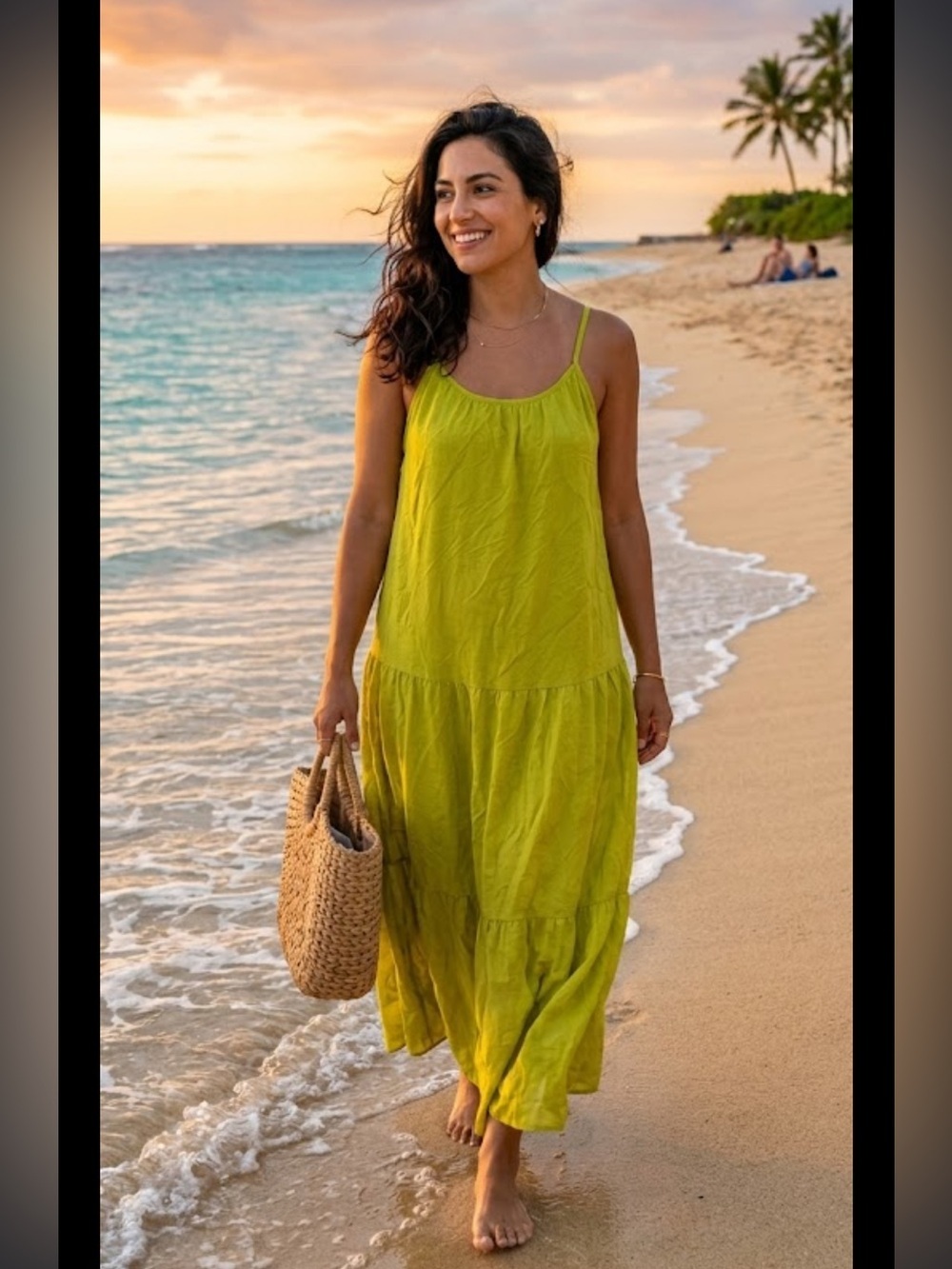Bellambia Lime Green Sleeveless Maxi Dress with Spaghetti Straps